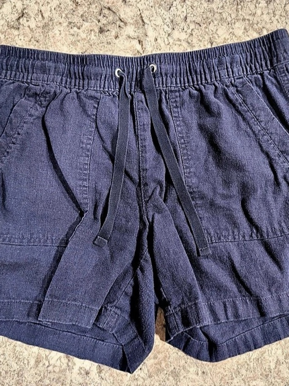 Nautica Flat Front Linen Blend Shorts in Blue Size Small